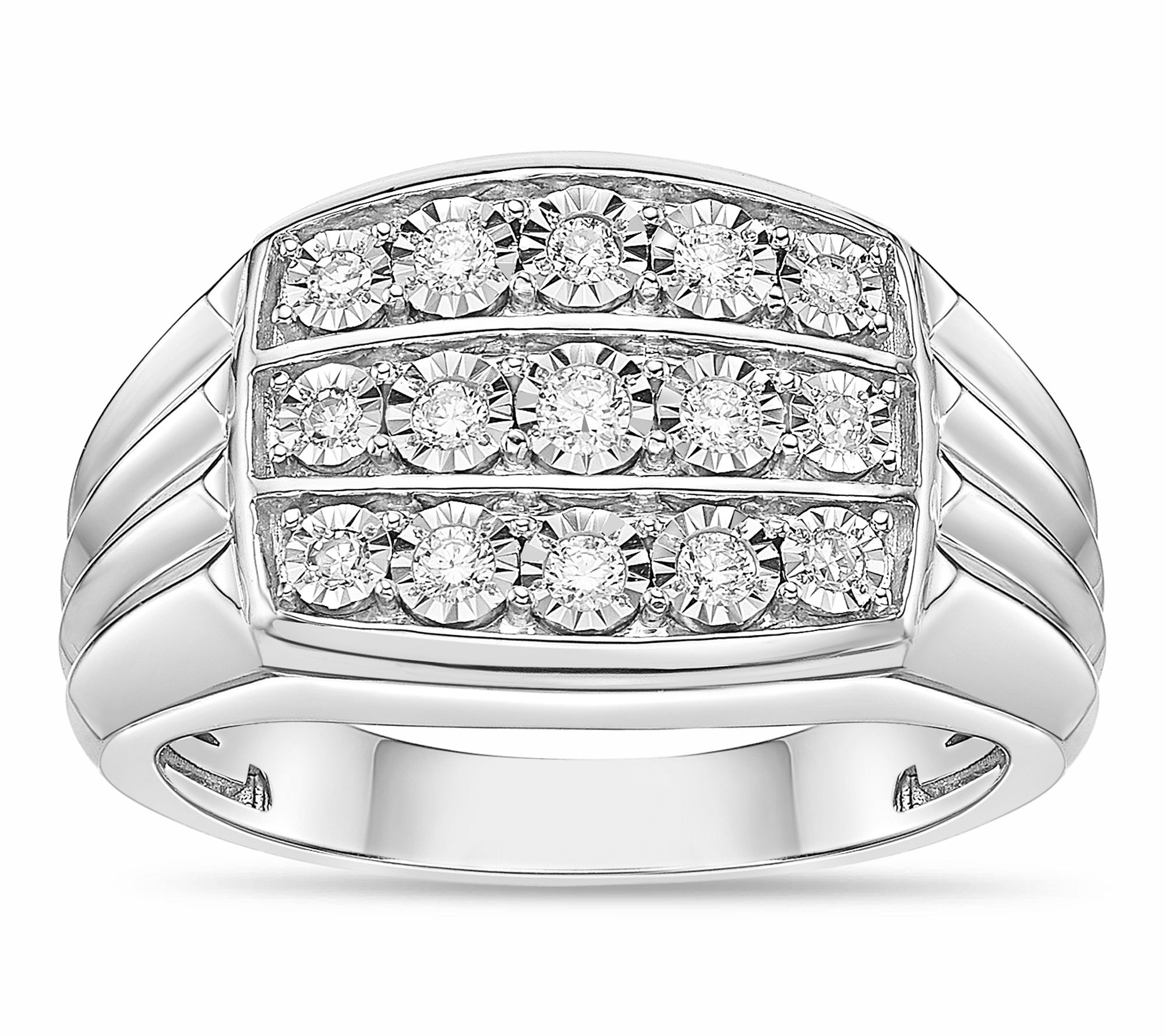 LYNX Men's Sterling Silver Lab Grown Diamond Statement Ring