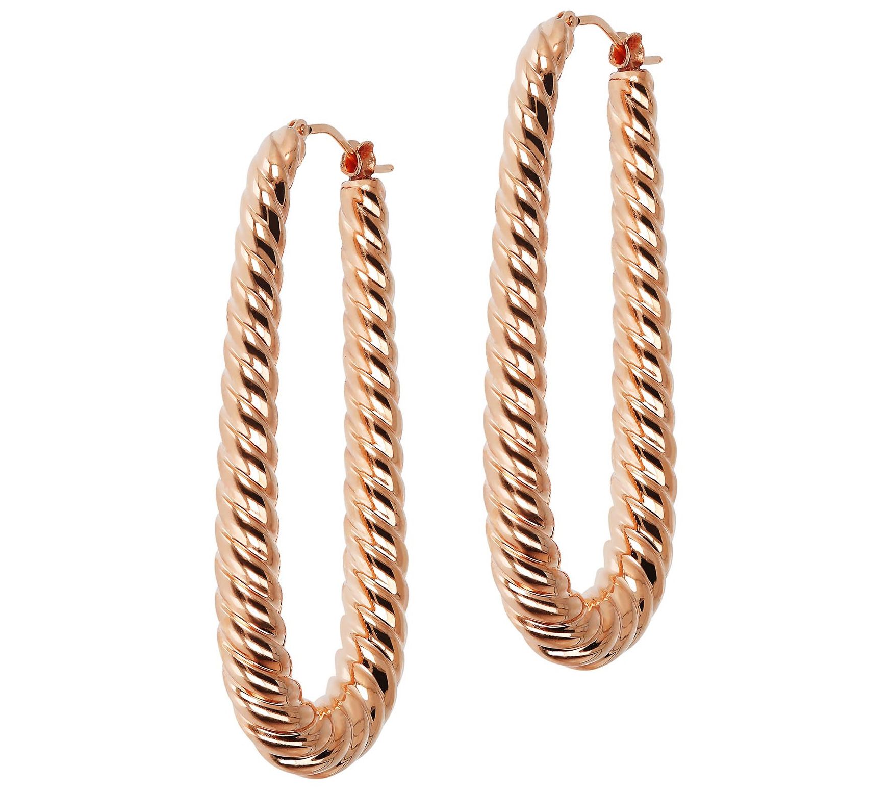 BellaOro Elongated Ribbed Hoop Earrings, 14K