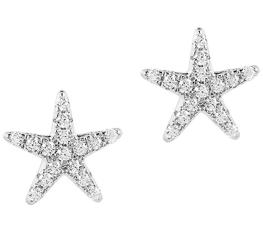 Diamonique 0.15 cttw Star Stud Earrings, Sterling Silver
