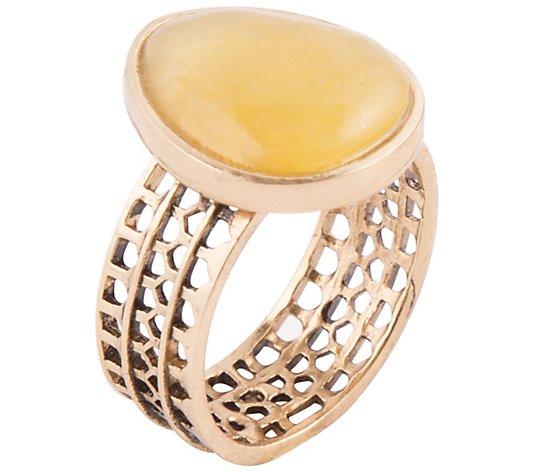 Barse Artisan Crafted Yellow Chalcedony Ring