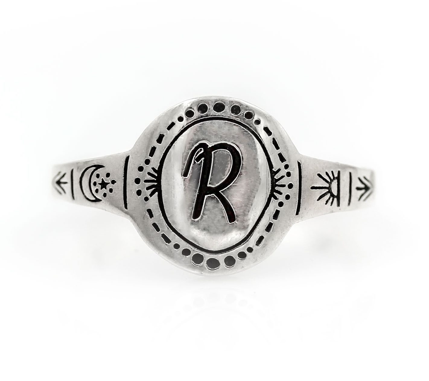 rain and bow Initial Signet Ring, Sterling Silver - QVC.com