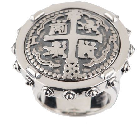 Barry Cord Sterling Spanish Doubloon Large Ring - QVC.com