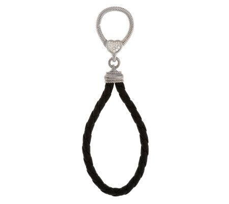 COACH CLASSIC BLACK BRAIDED LEATHER KEYCHAIN WITH ONE RING
