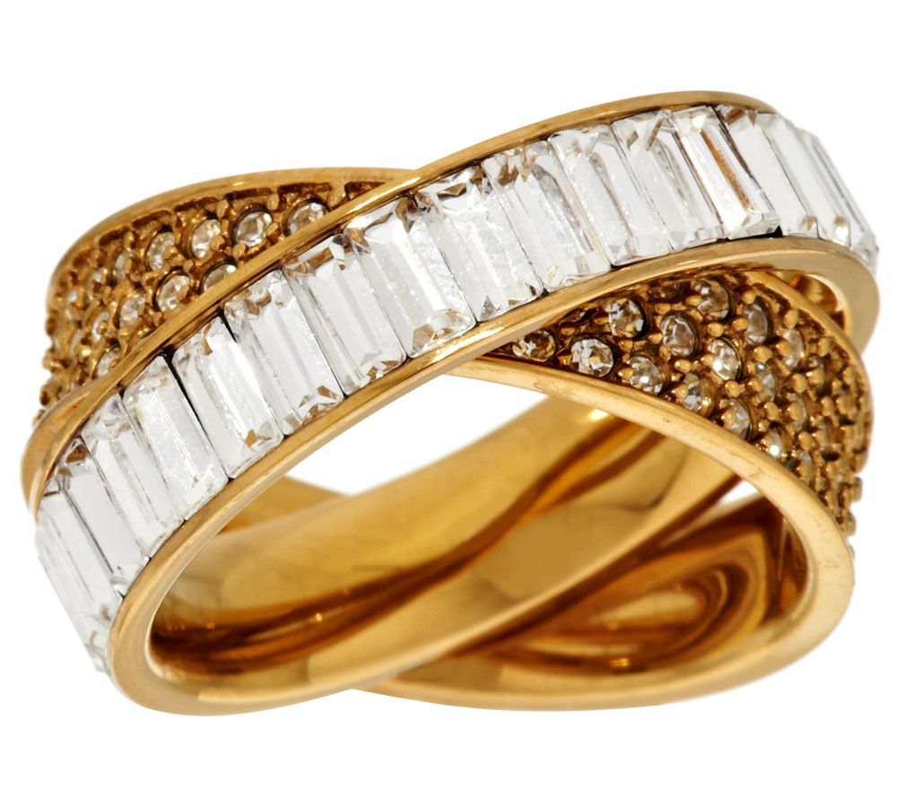 Stainless Steel Crystal Eternity and High Polish Rolling Ring - QVC.com