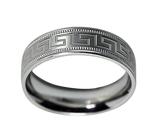Sterling 6MM Greek Key Design & Milgrain U nisex Band Ring