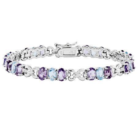 Bracelet Manchette En Argent Sterling 925 – Améthyste Et Topaze Bleue – Fait Main En Inde – Neuf Avec étiquettes