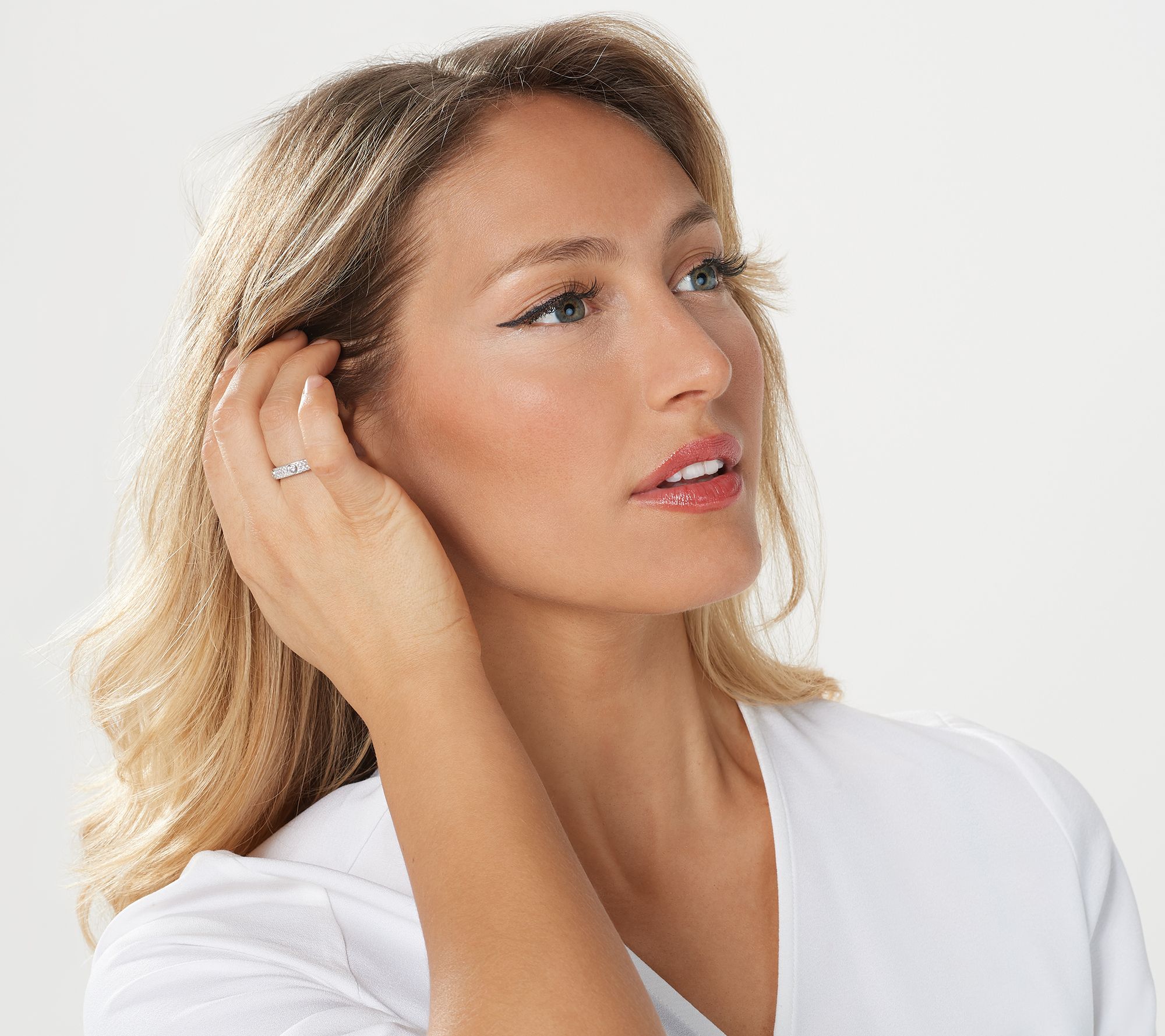 Diamonique Bezel Stone Band Ring, Sterling Silver - QVC.com