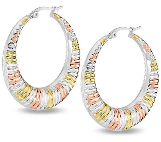 Steel by Design Tri-Color Hoop Earrings