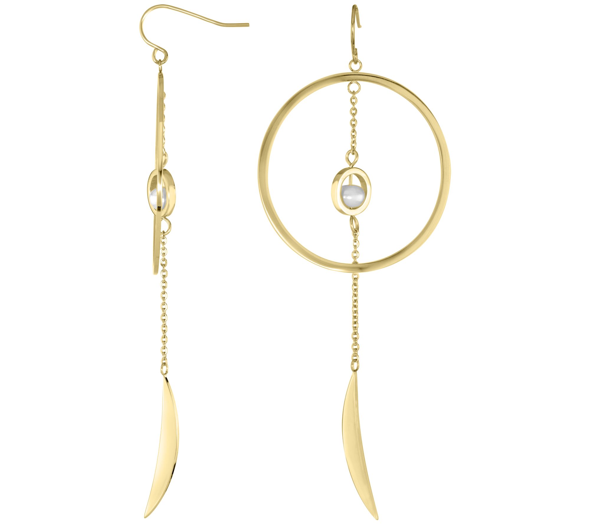 Steel by Design Crescent Hoop Drop Earrings