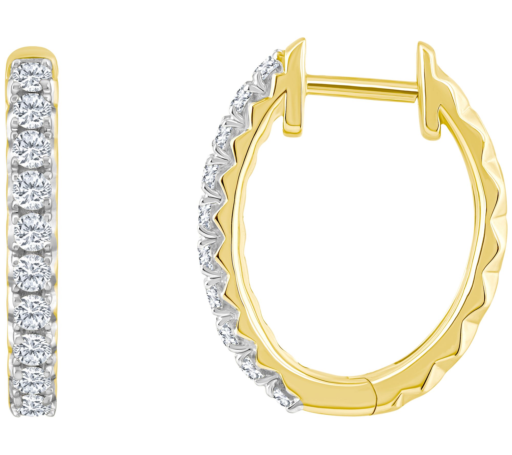 Affinity 0.30 cttw Diamond 5/8" Hoop Earr ings, 14K Gold