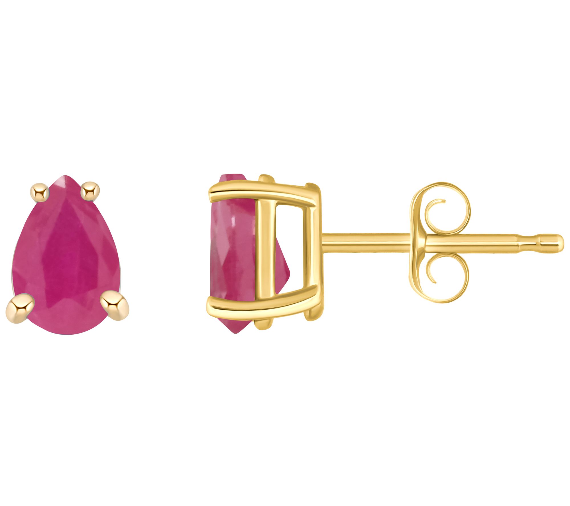 14K Gold Pear-Cut 1.00 cttw Ruby Stud Earrings