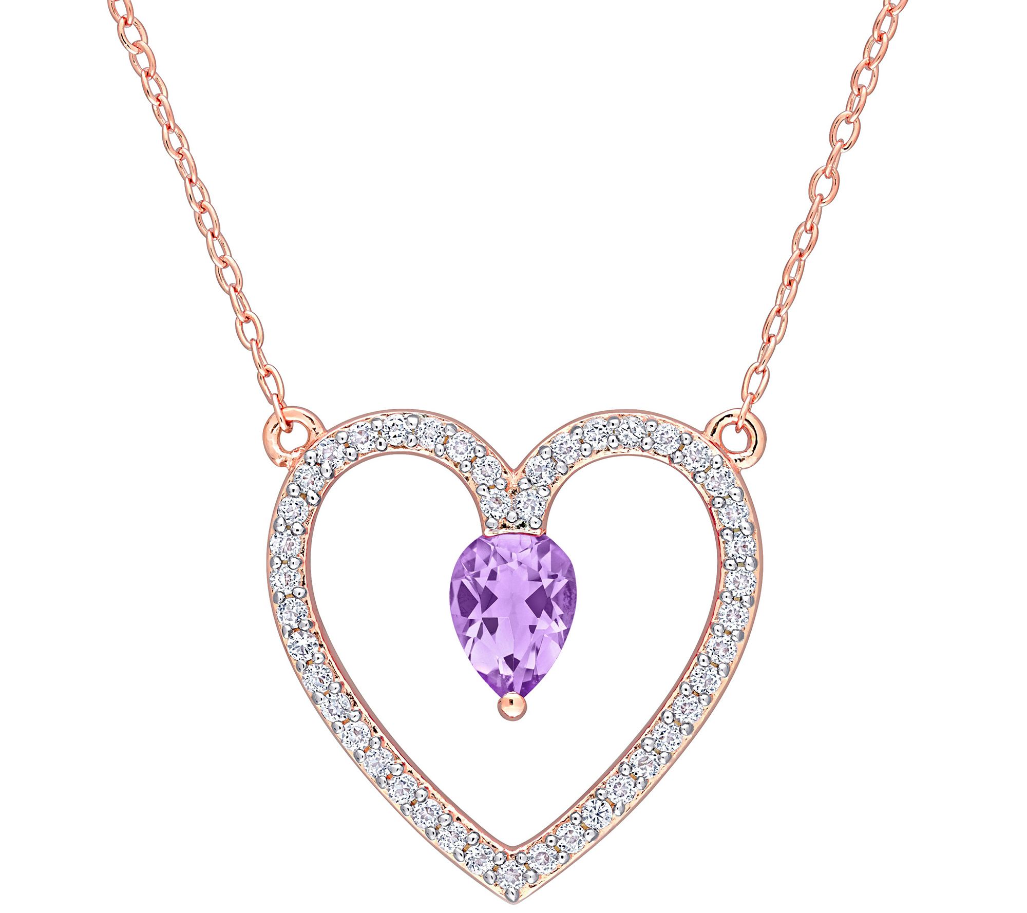18K Rose Gold Plated Amethyst & White Topaz Nec klace