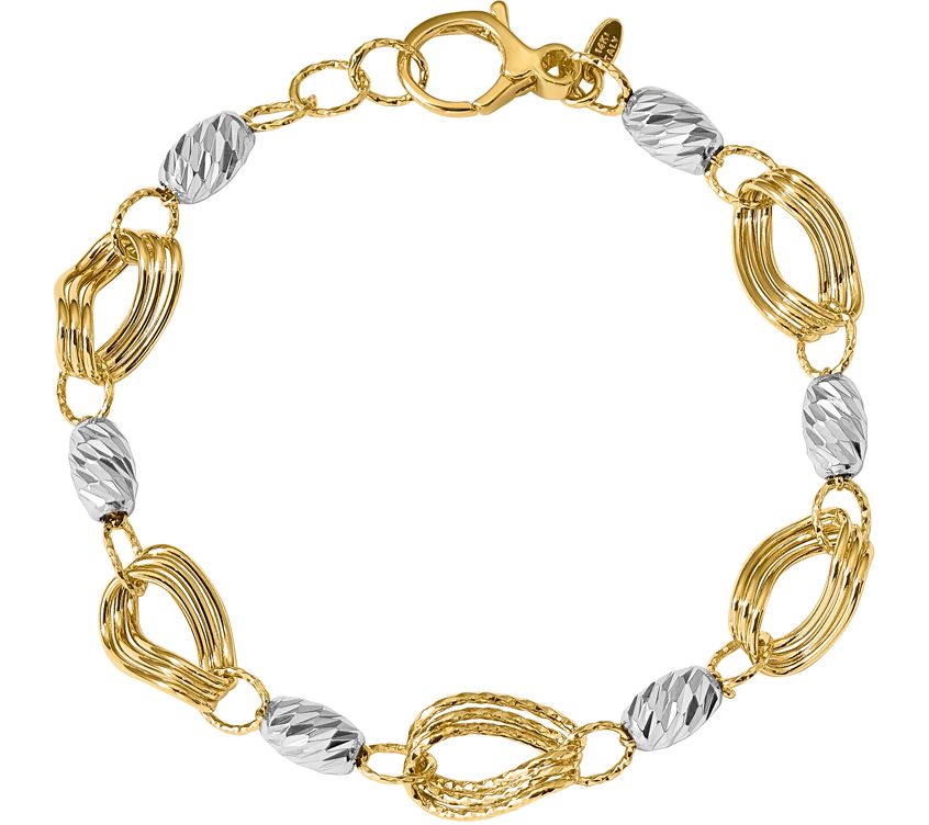 Italian Gold Two-Tone Bracelet 14K, 5.9g - QVC.com