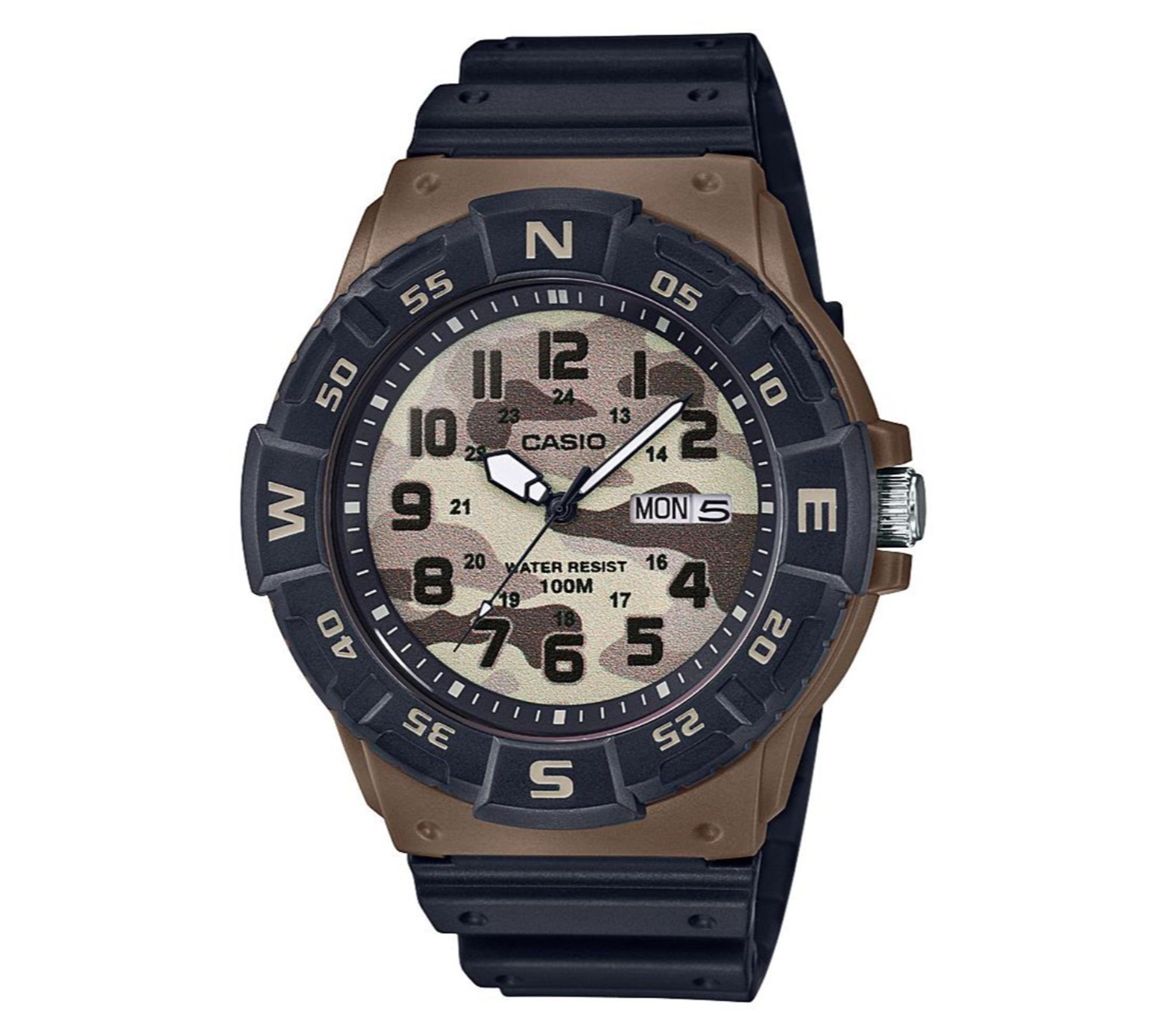 Casio Men s Dive Style Watch Brown Camo QVC