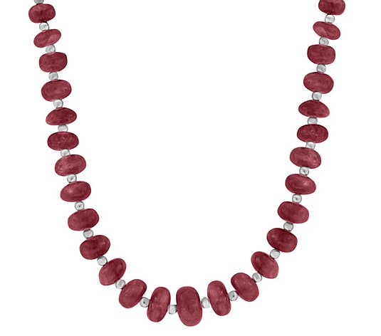 Affinity Gems Pink Tourmaline Round Bead Necklace, Sterling