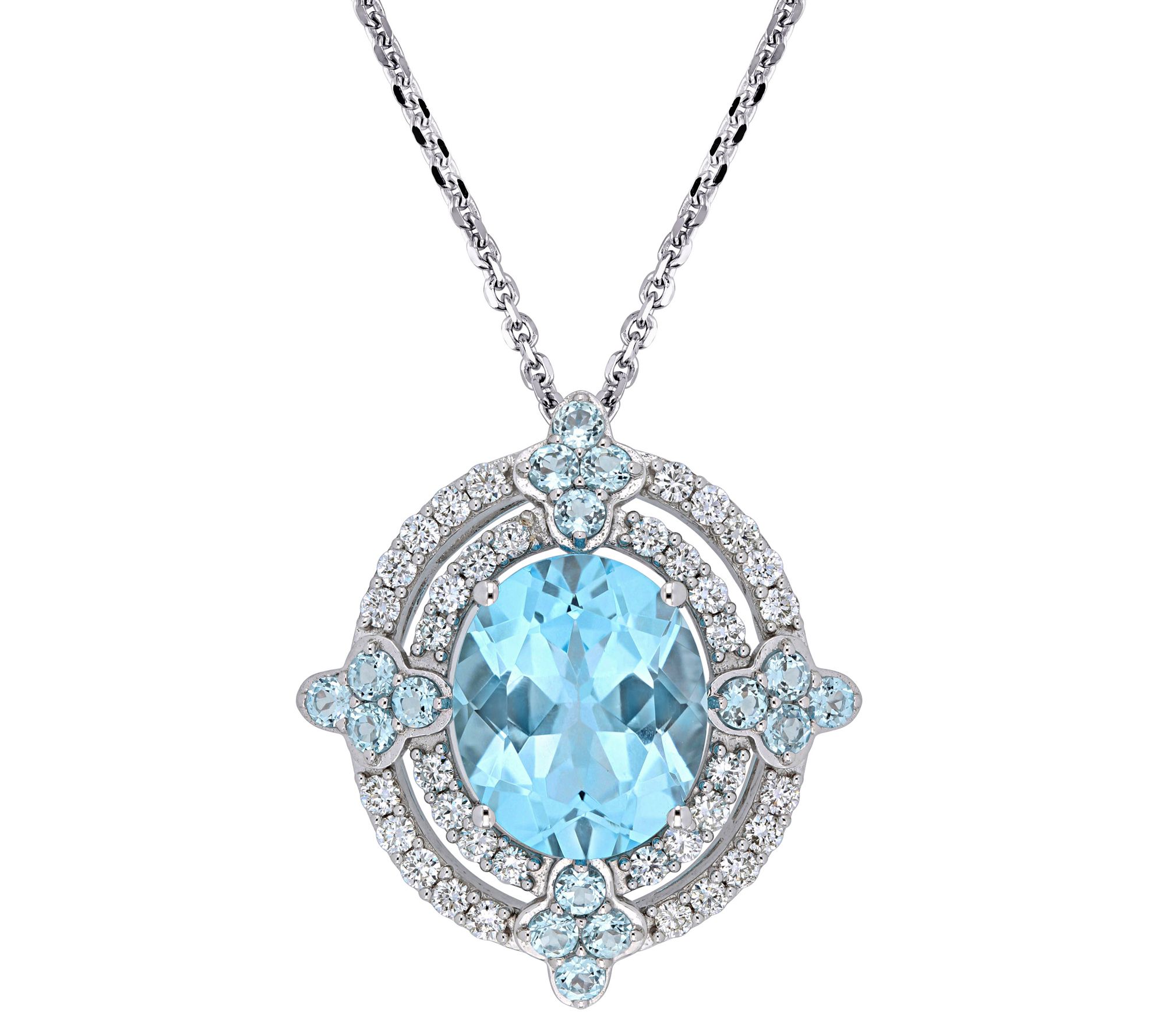 Bellini 6.15 cttw Topaz & 1/2cttw Diamond Halo Pendant & Chain