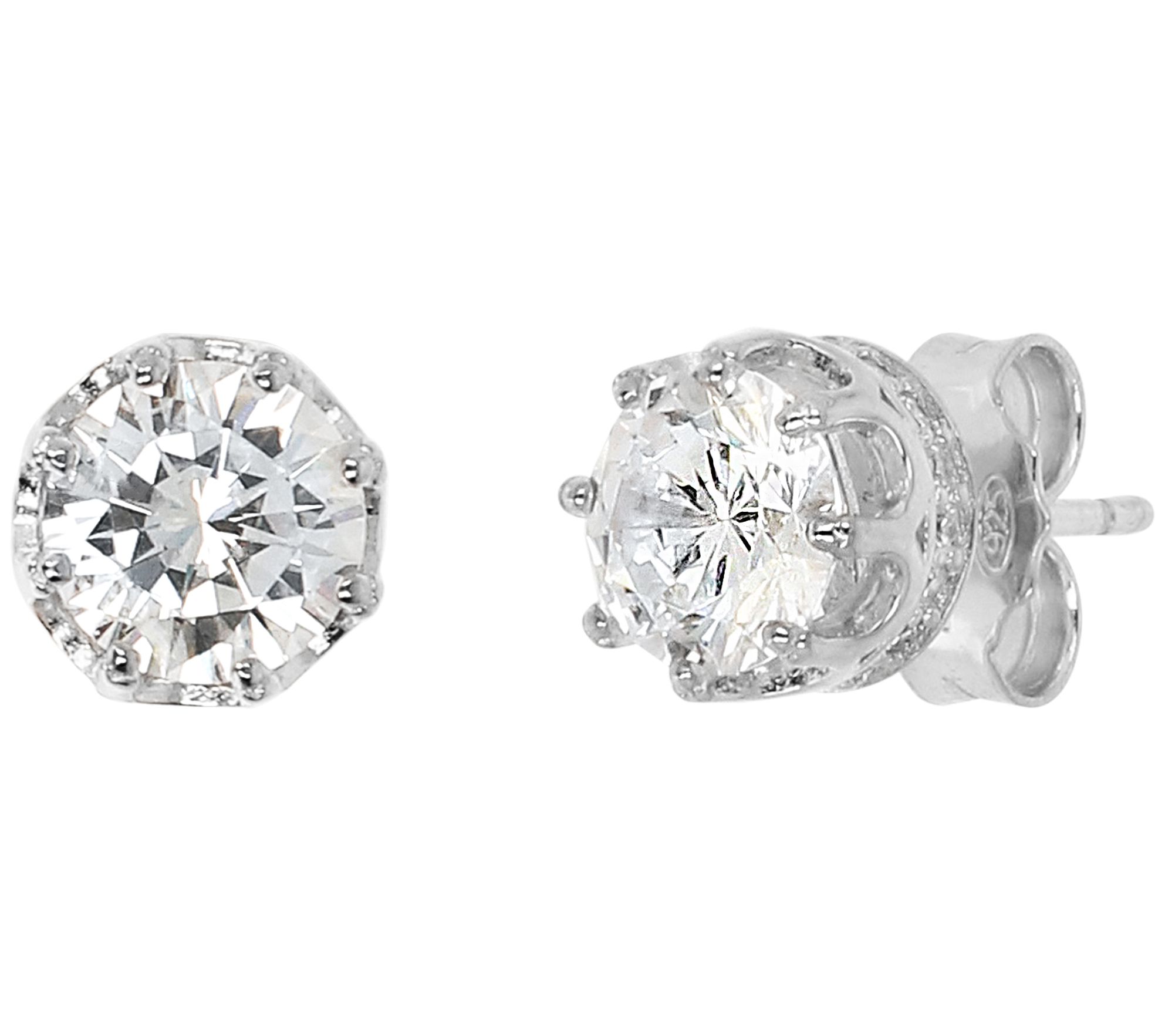 Diamonique 1.85 cttw Solitaire Stud Earrings, S terling Silver
