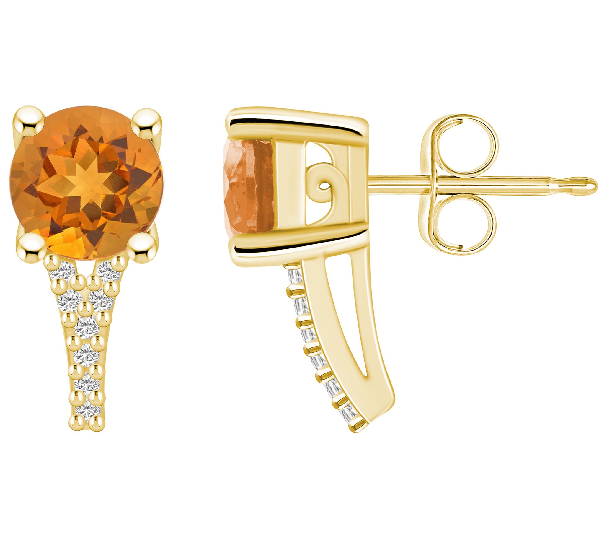 Affinity Gems Round Gemstone & Diamond Accent Earrings, 14K