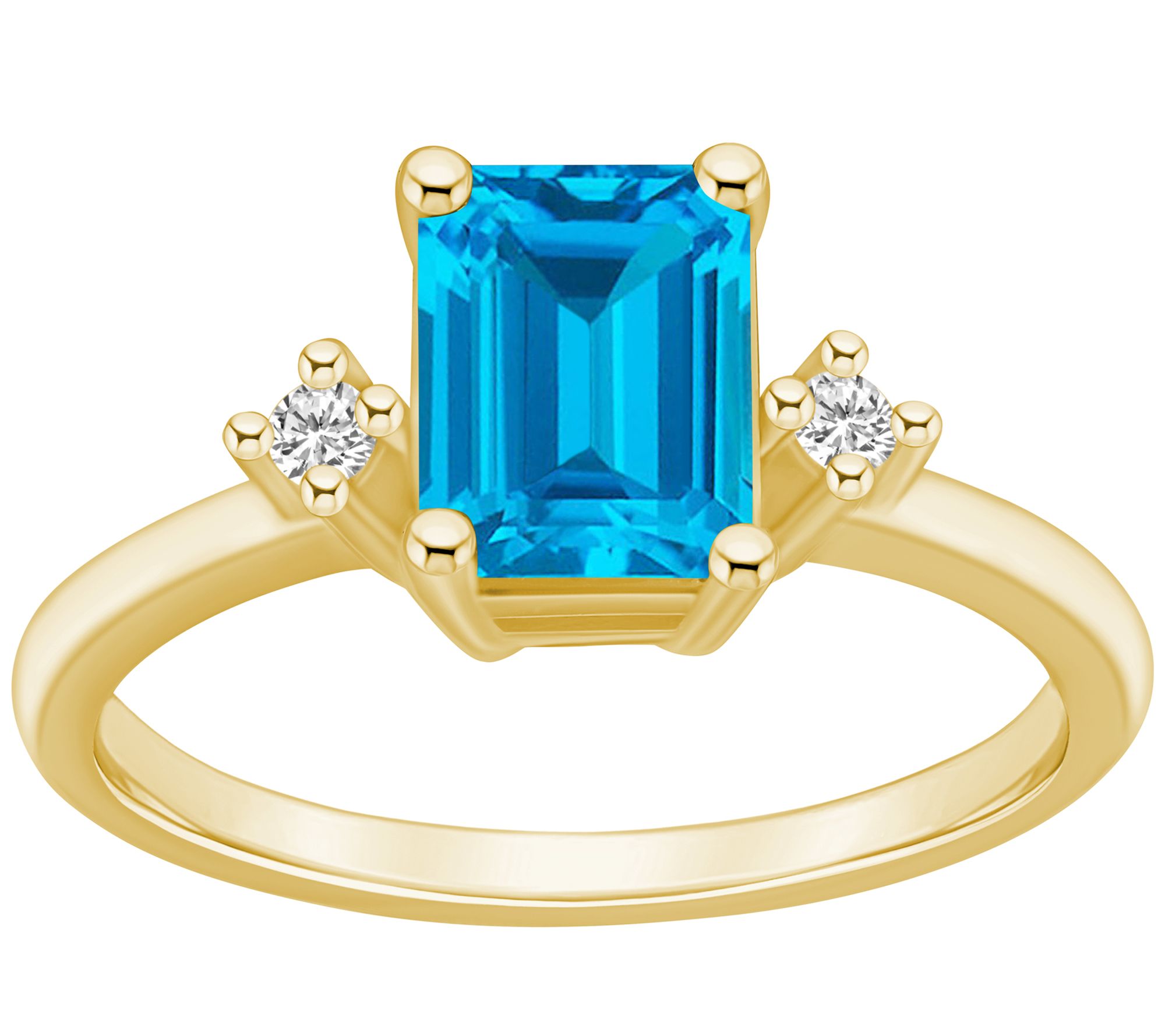 Affinity Gems Emerald-Cut Gemstone & Diamond Ri ng, 14K Gold
