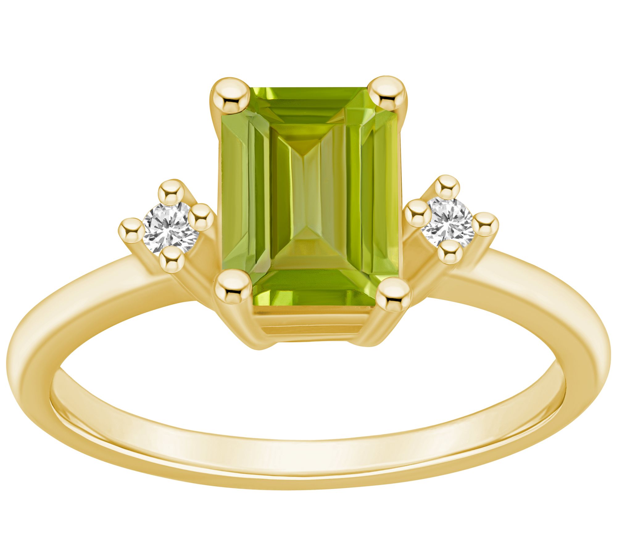 Affinity Gems Emerald-Cut Gemstone & Diamond Ri ng, 14K Gold