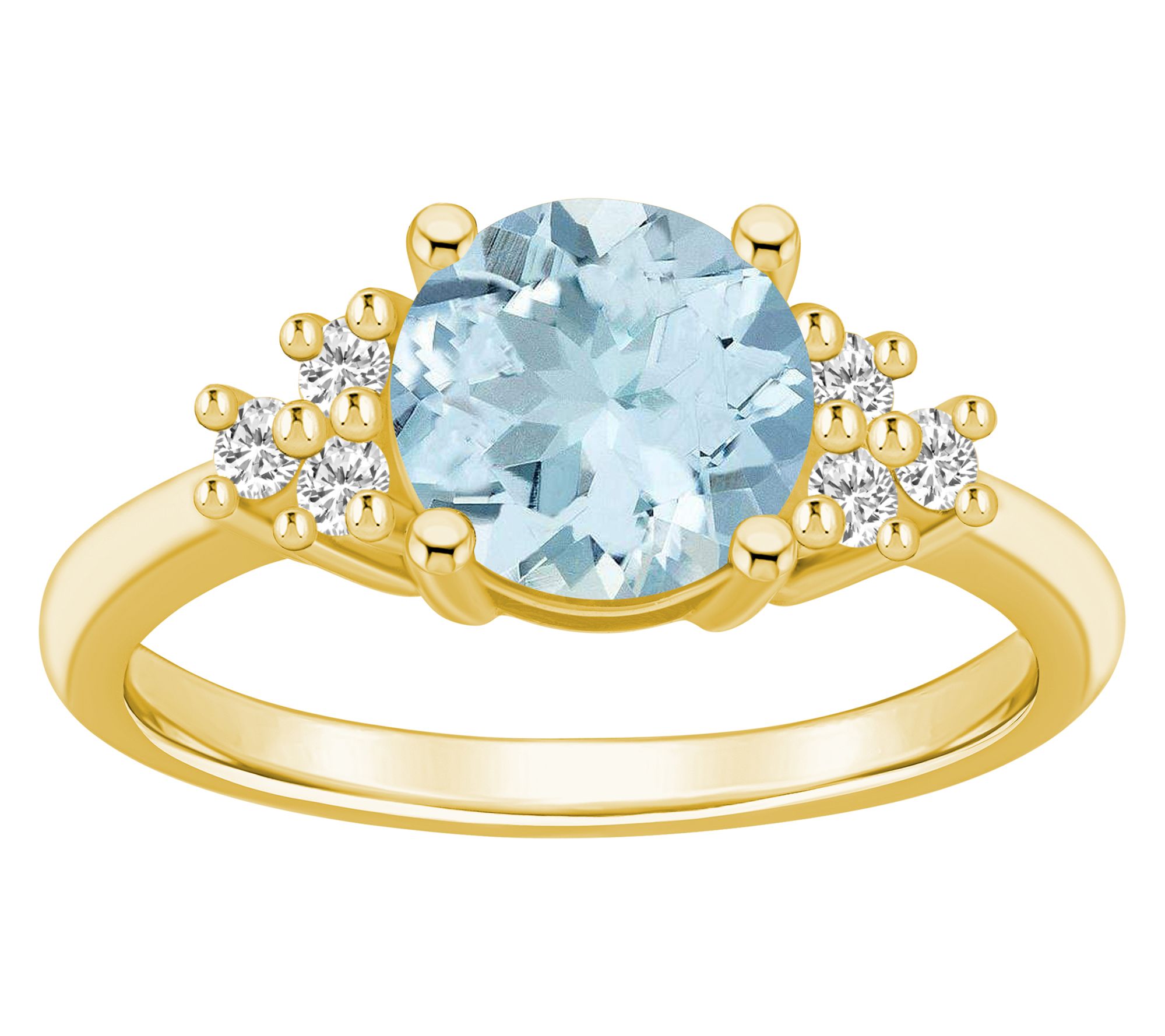 Affinity Gems Round Aquamarine & Diamond Ring, 14K Gold