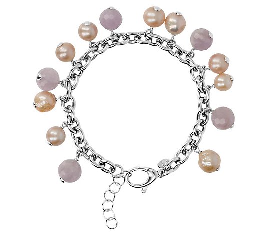 Honora Sterling Cultured Pearl & Gemstone Bead Bracelet