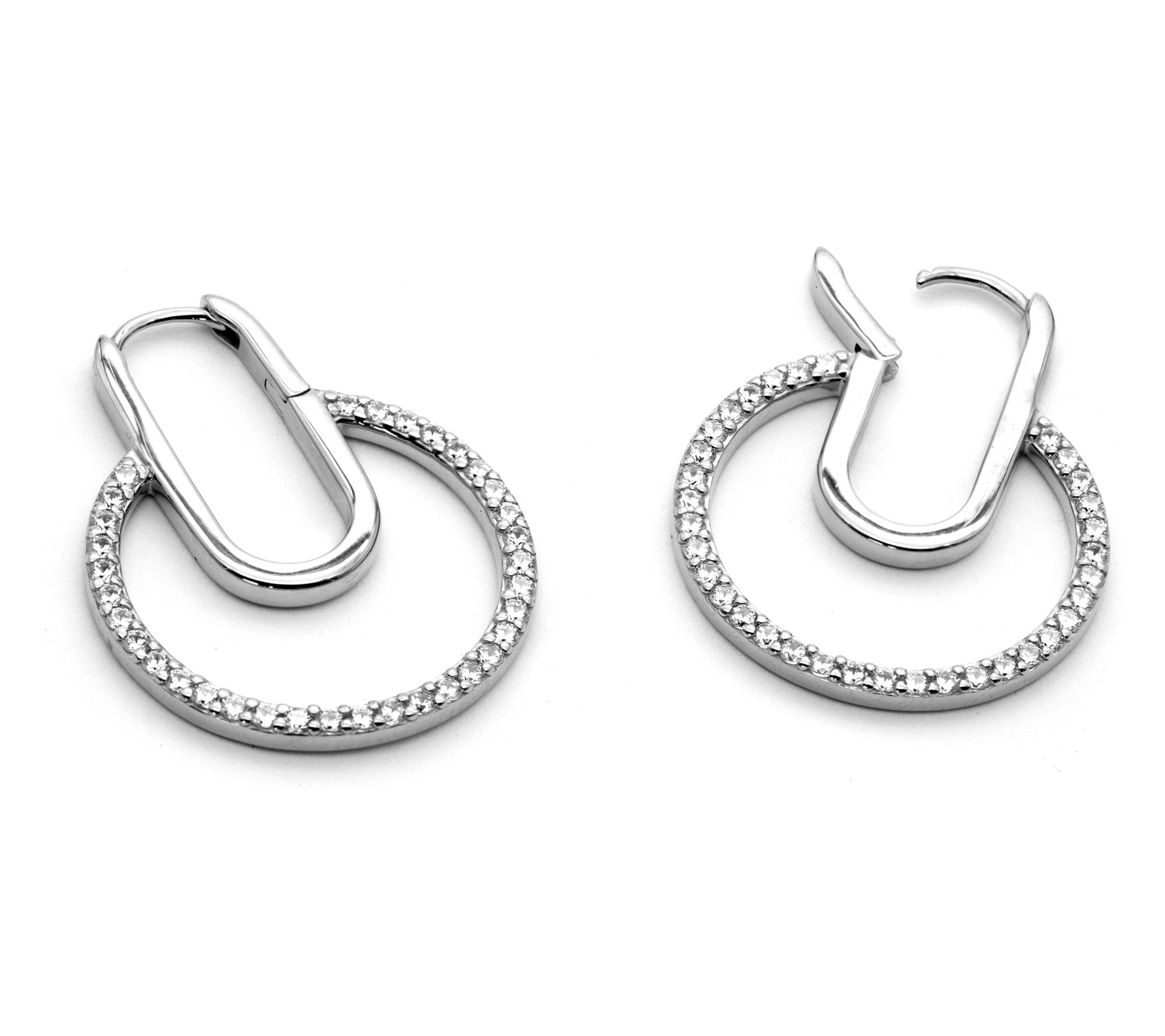 Diamonique Double Circle Hoop Earrings, S terling Silver