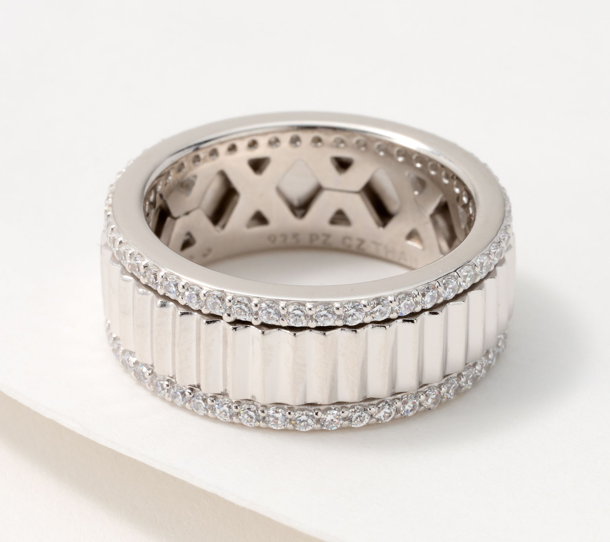 "As Is" Diamonique Sterling Silver Modern Spinner Ring