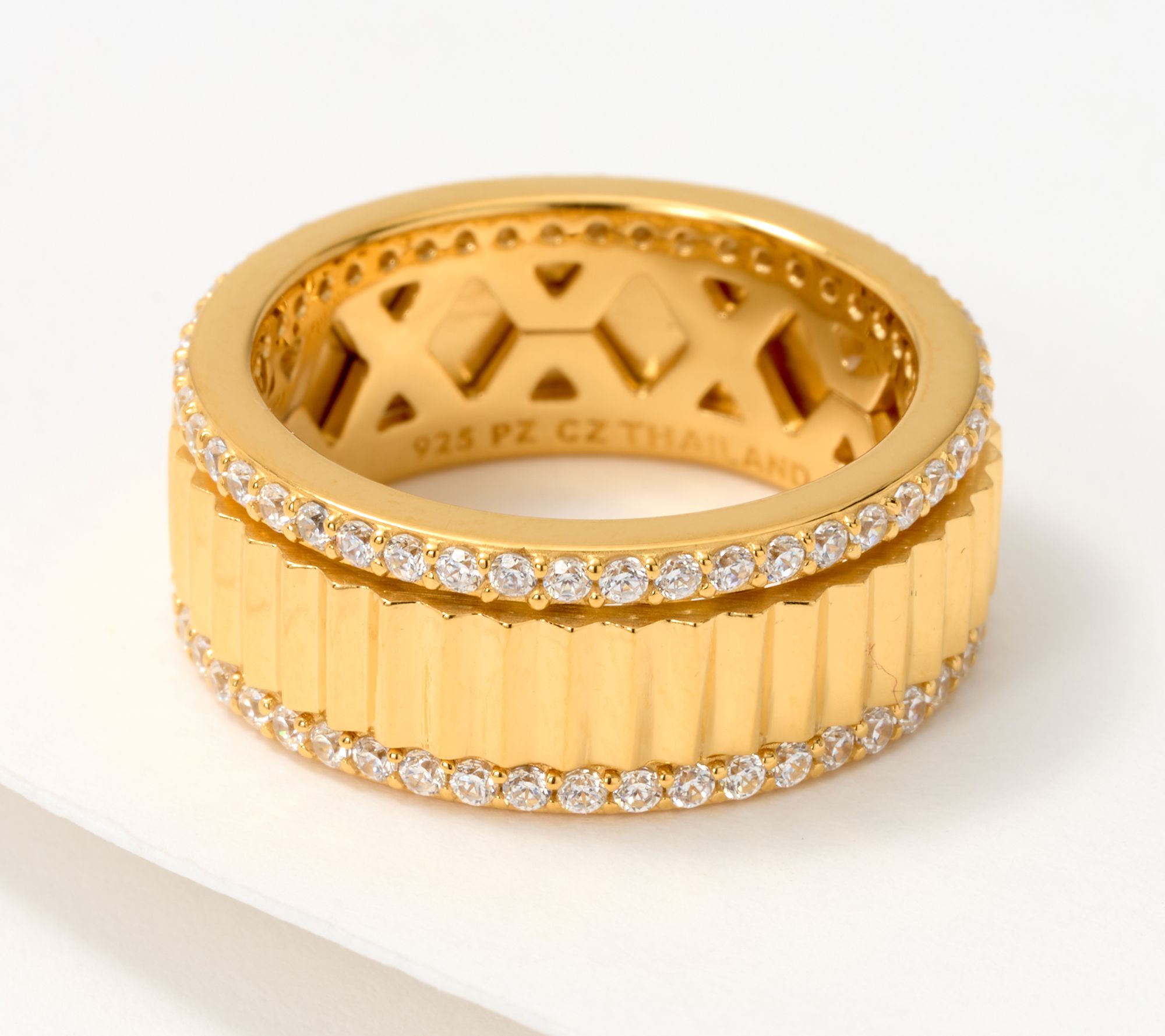 "As Is" Diamonique Sterling Silver Modern Spinner Ring