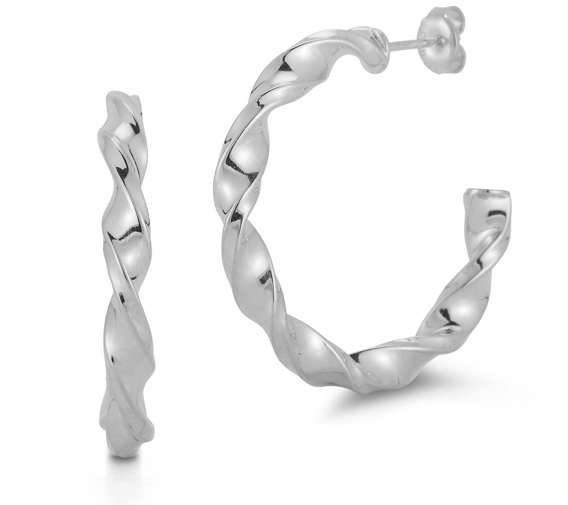Sterlina Silver 1-1/4" Bold Twist Hoop Earrings, Sterling