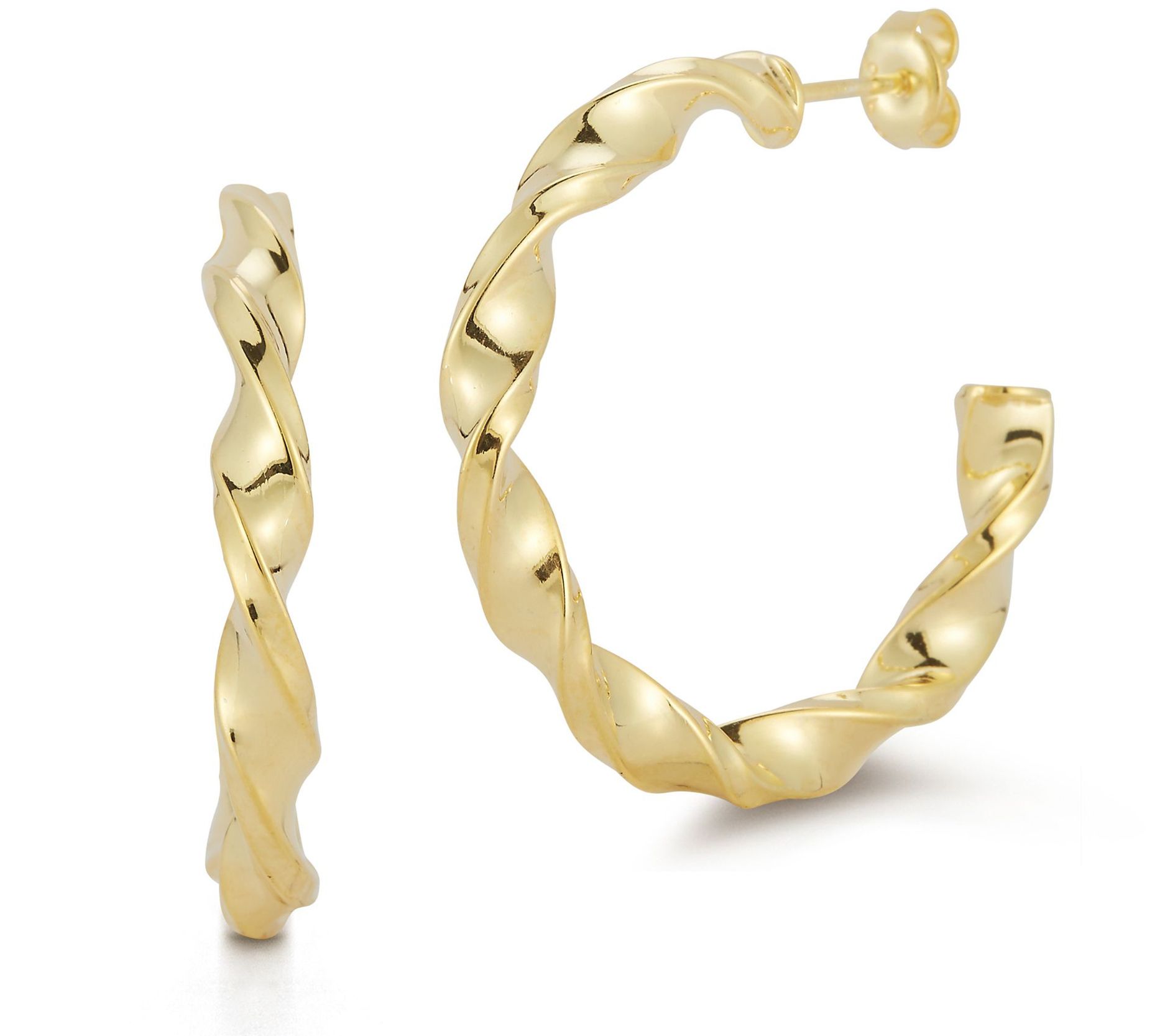 Sterlina Silver 1-1/4" Bold Twist Hoop Earrings, Sterling