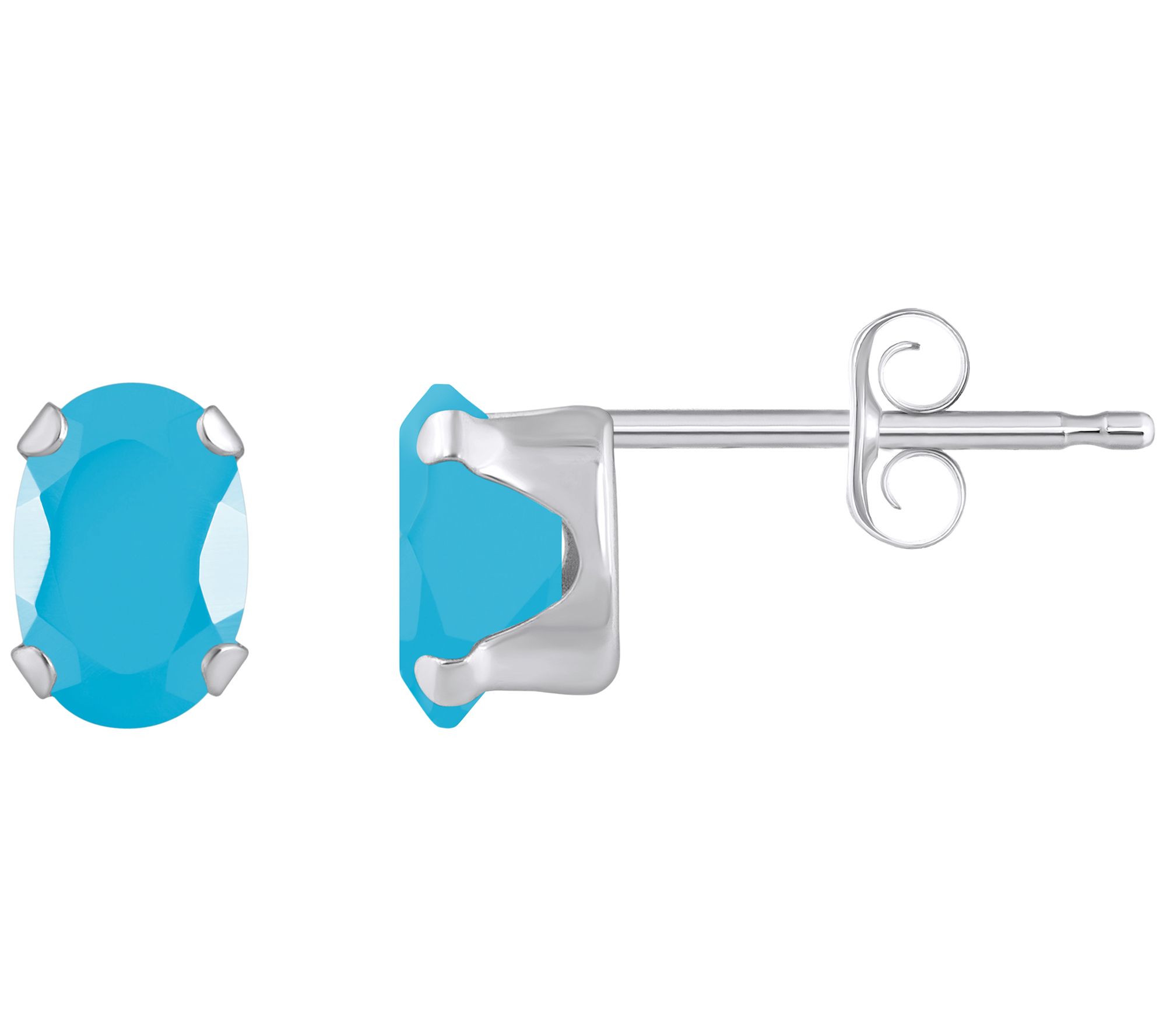 Affinity Gems Oval Turquoise Stud Earrings, 10K Gold