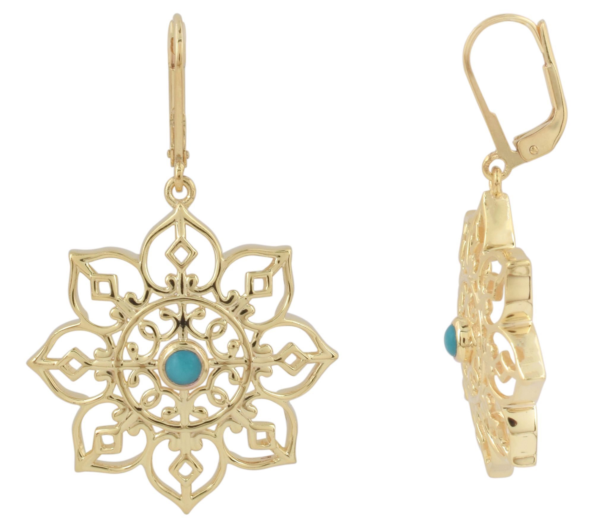 Affinity Gems Floral Turquoise Dangle Earrings,  Sterling