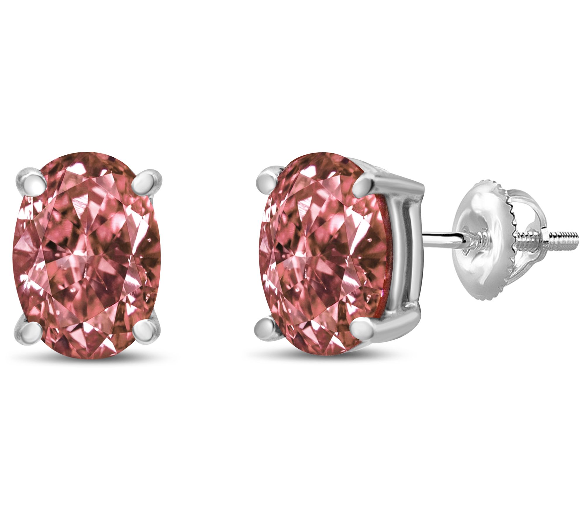 Haus of Brilliance Oval Lab-Grown Pink Diamond Earrings, 14K