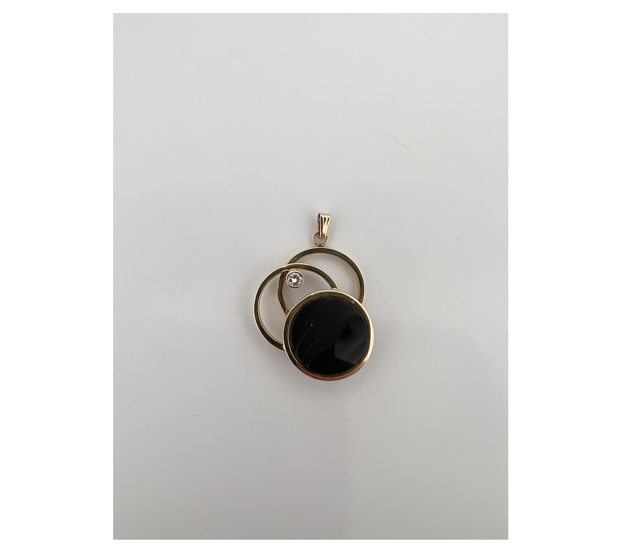 Pre-Owned 14K Gold Diamond & Onyx Pendant - QVC.com