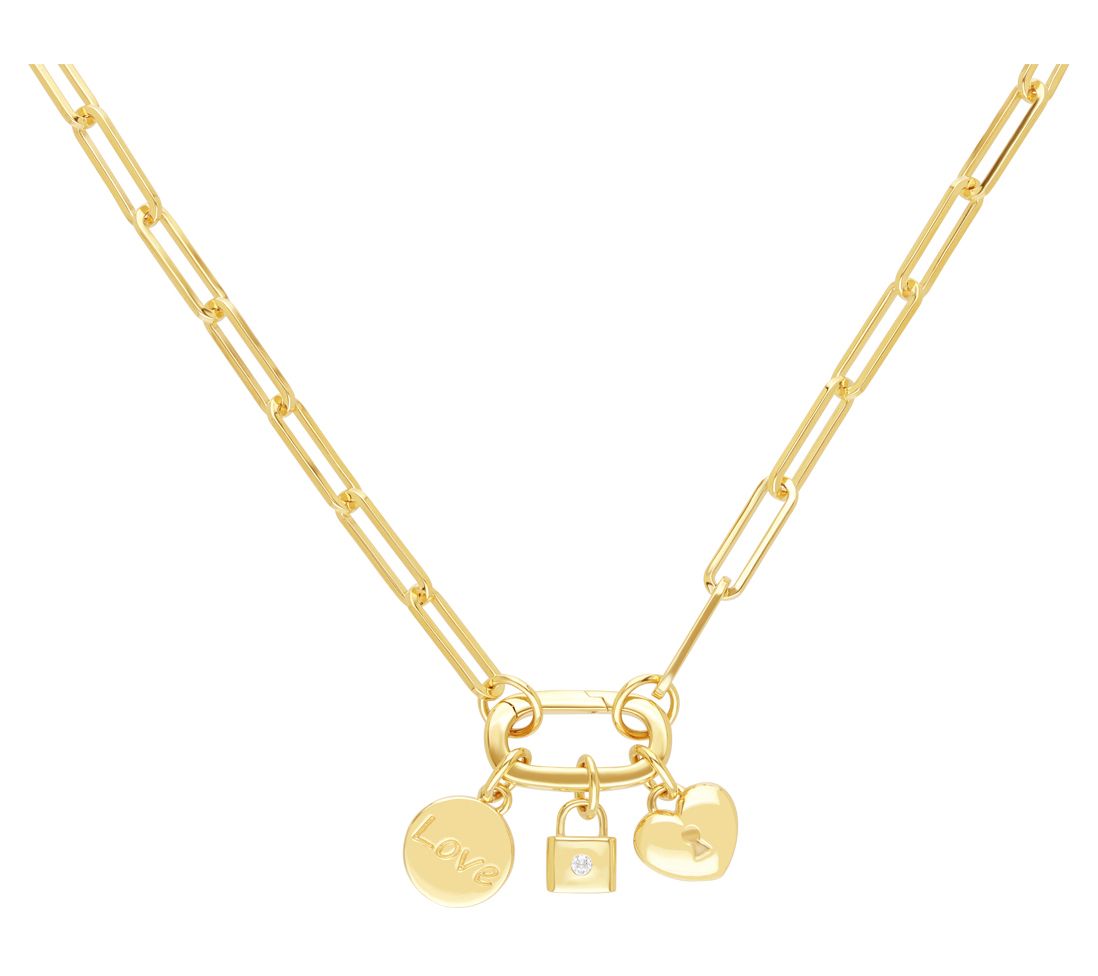 Ariva 18K Gold Clad Love Charm Necklace