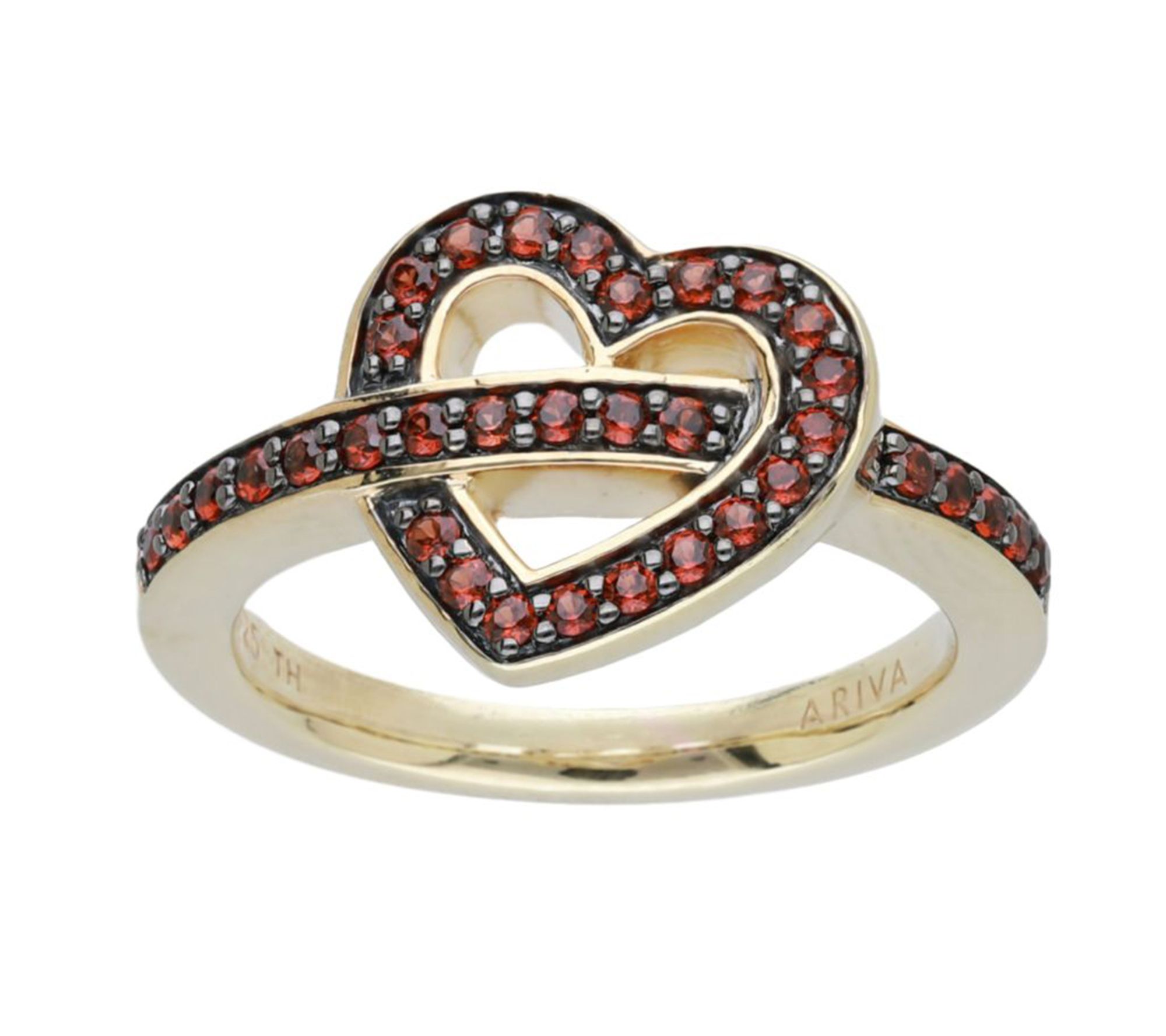 Ariva 18K Gold-Clad Garnet Open-Heart Ring