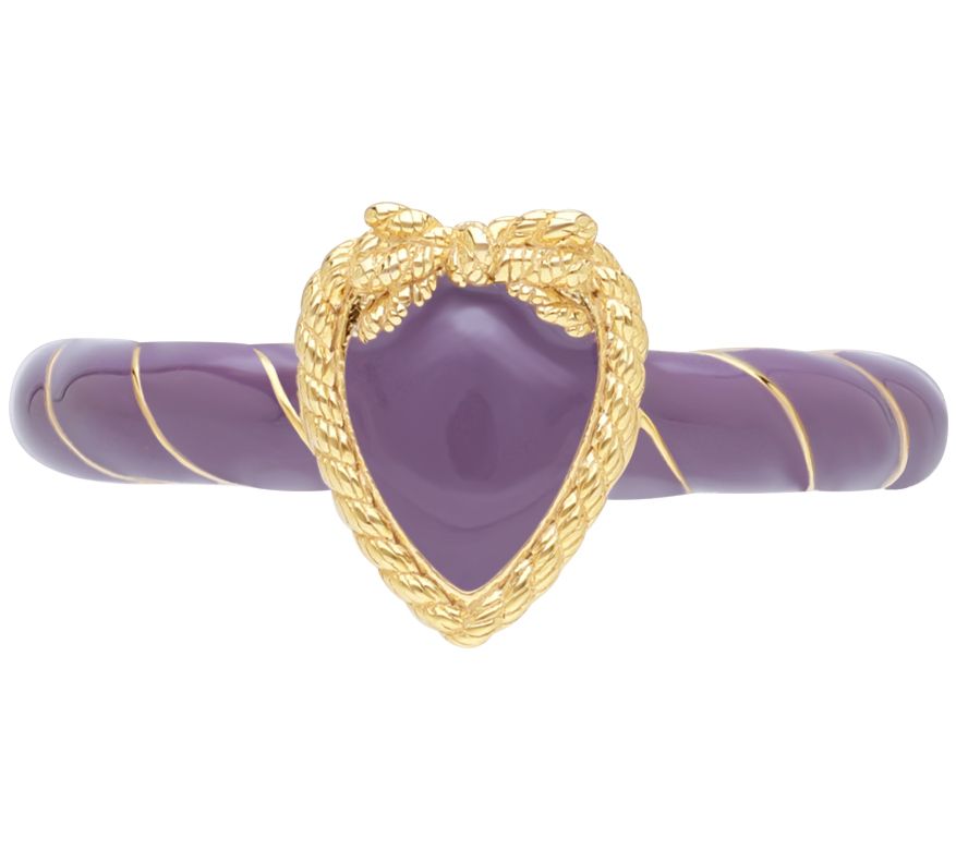 Goddaughters Enamel Love Knot Heart Ring,14k Gold Clad