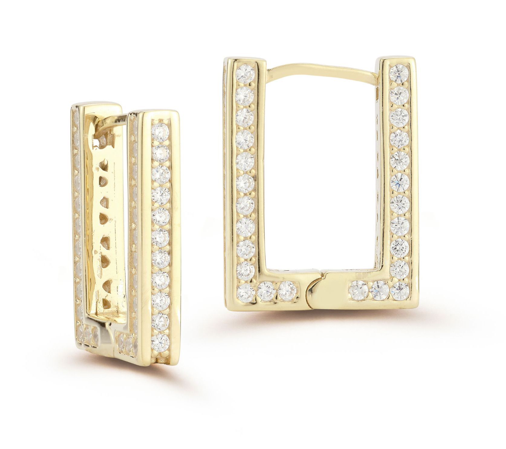 Sterlina Silver 3/4" Rectangle Huggie Hoop Earr rings, Sterlin