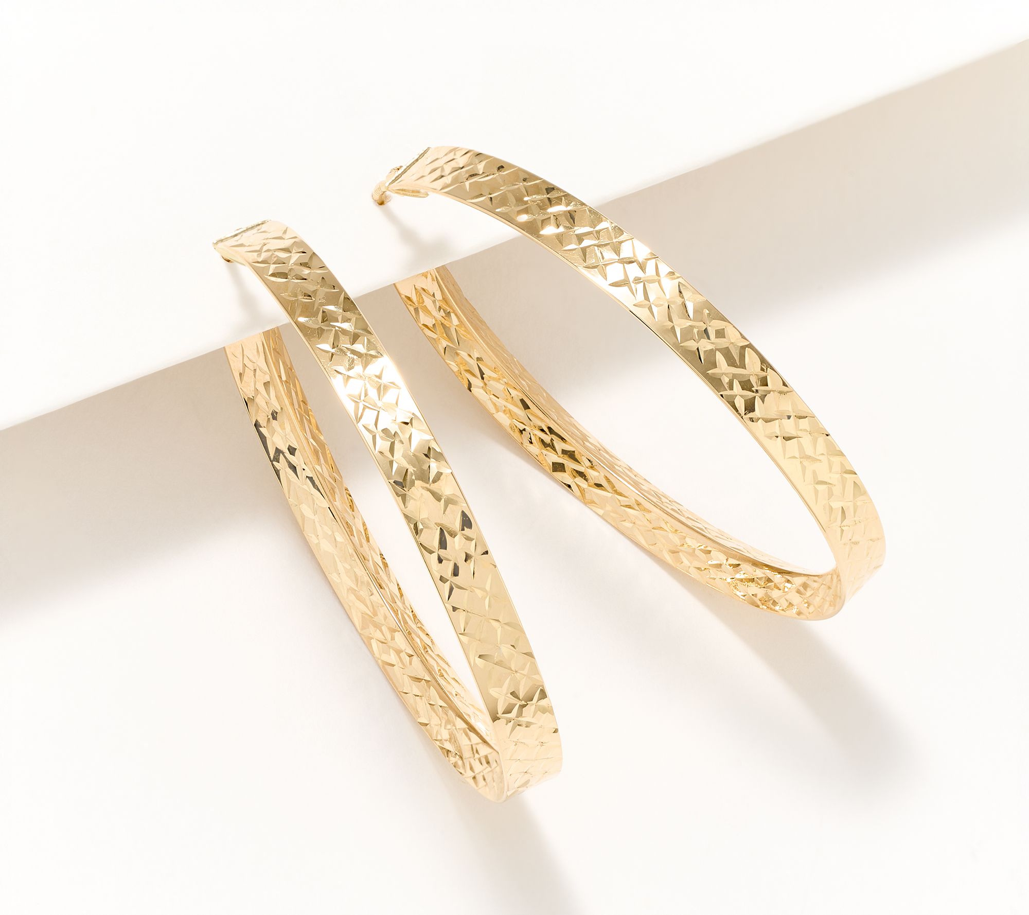 David Markstein 14K Gold Inside Out 1-1/2" Hoop Earrings