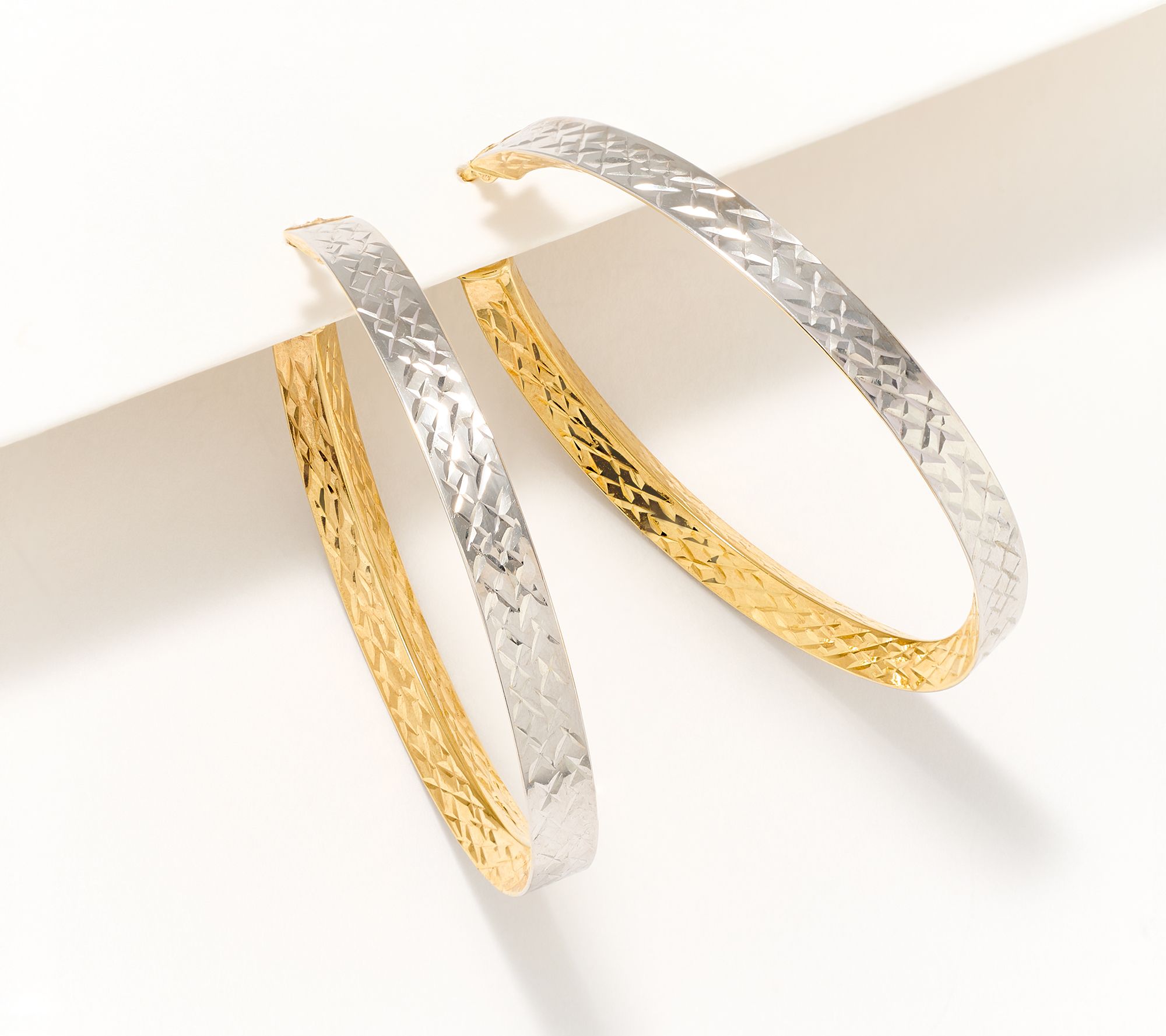 David Markstein 14K Gold Inside Out 1-1/2" Hoop Earrings