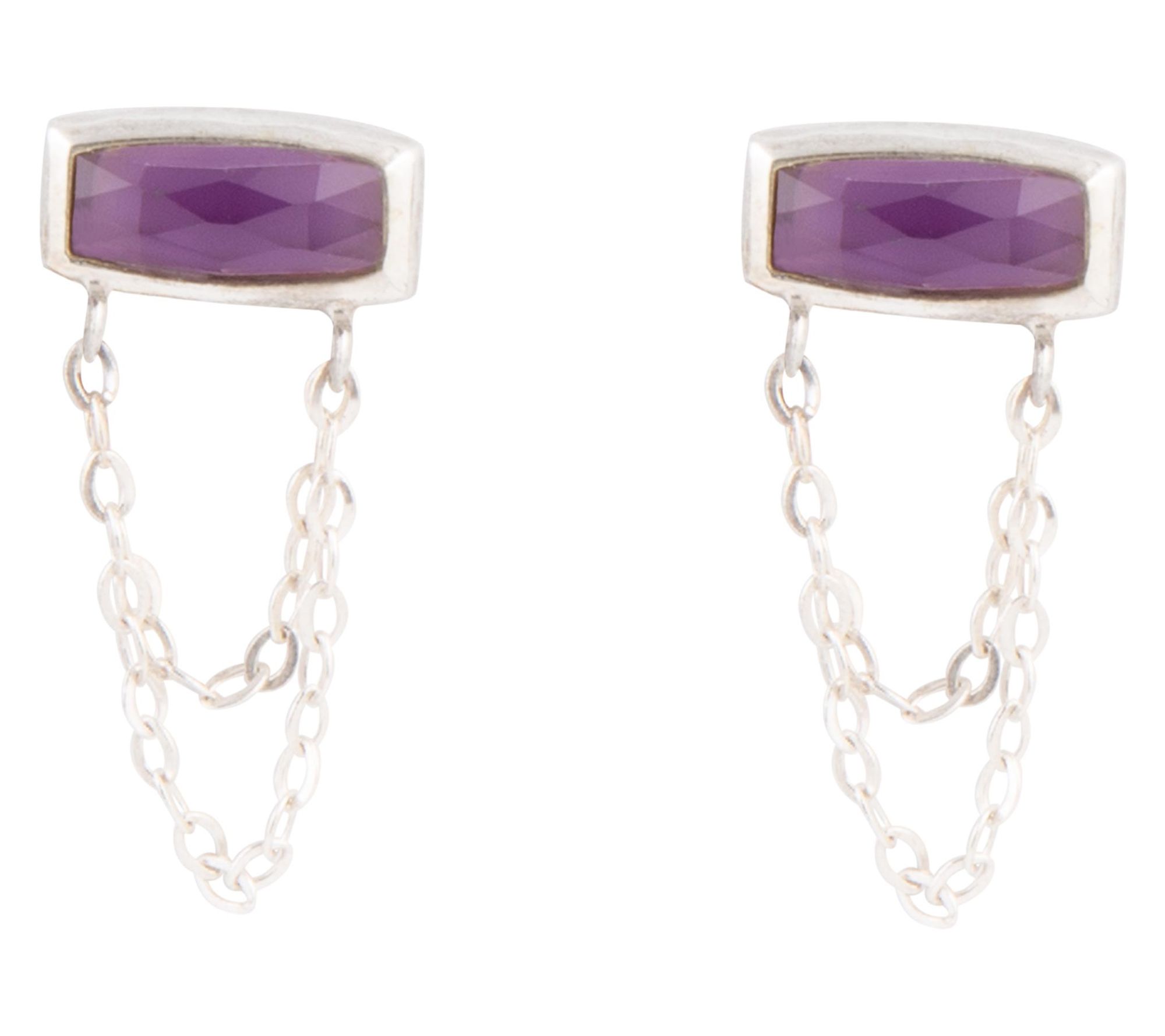 Barse Artisan C rafted Sterling Double Chain A methyst Earring