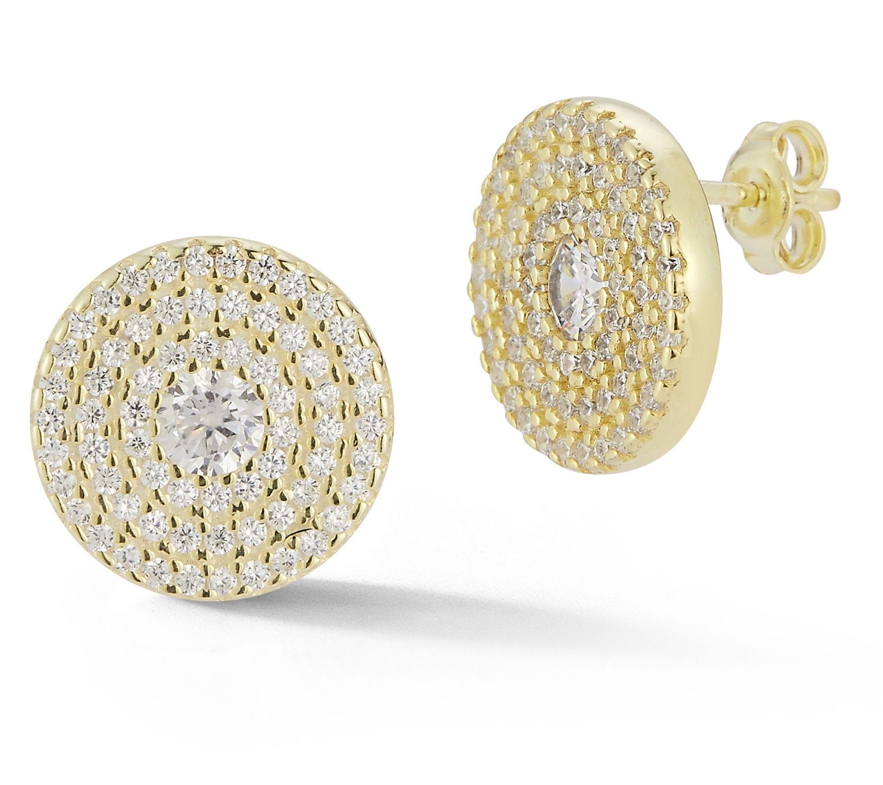 Sterlina Silver Pave Circle Stud Earrings, Sterling