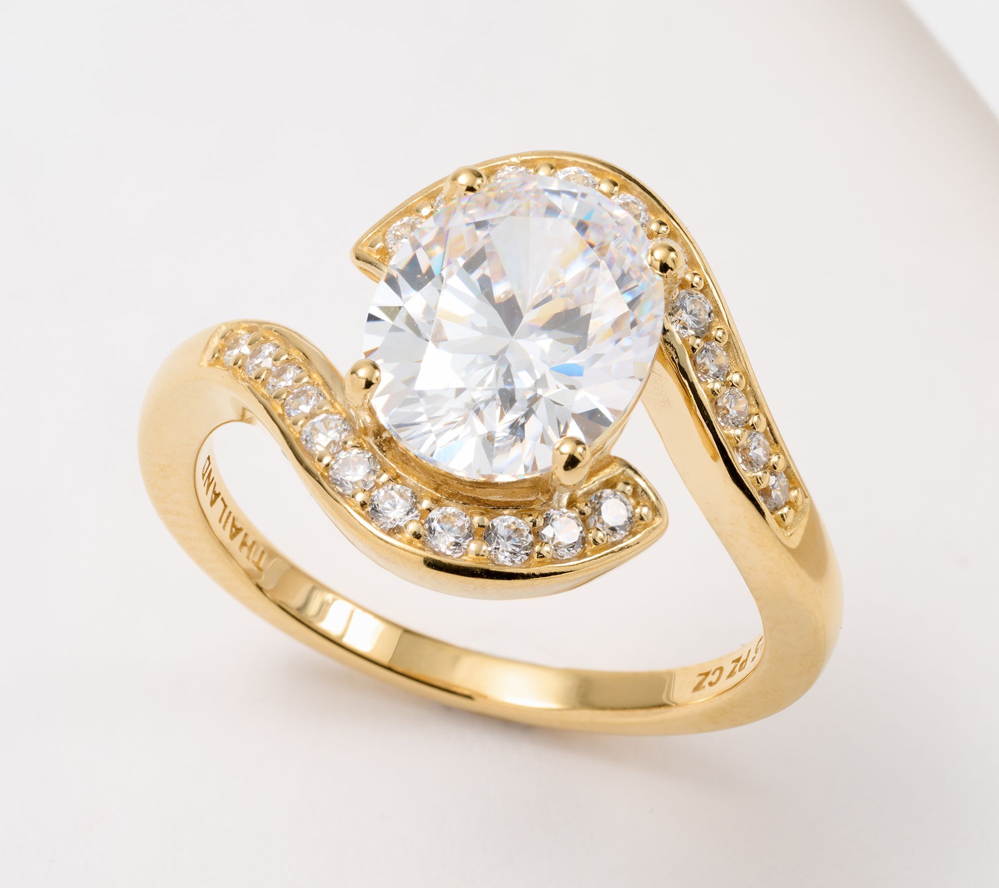 "As Is" Diamonique Center Stone Bypass Ring, Sterling Silver