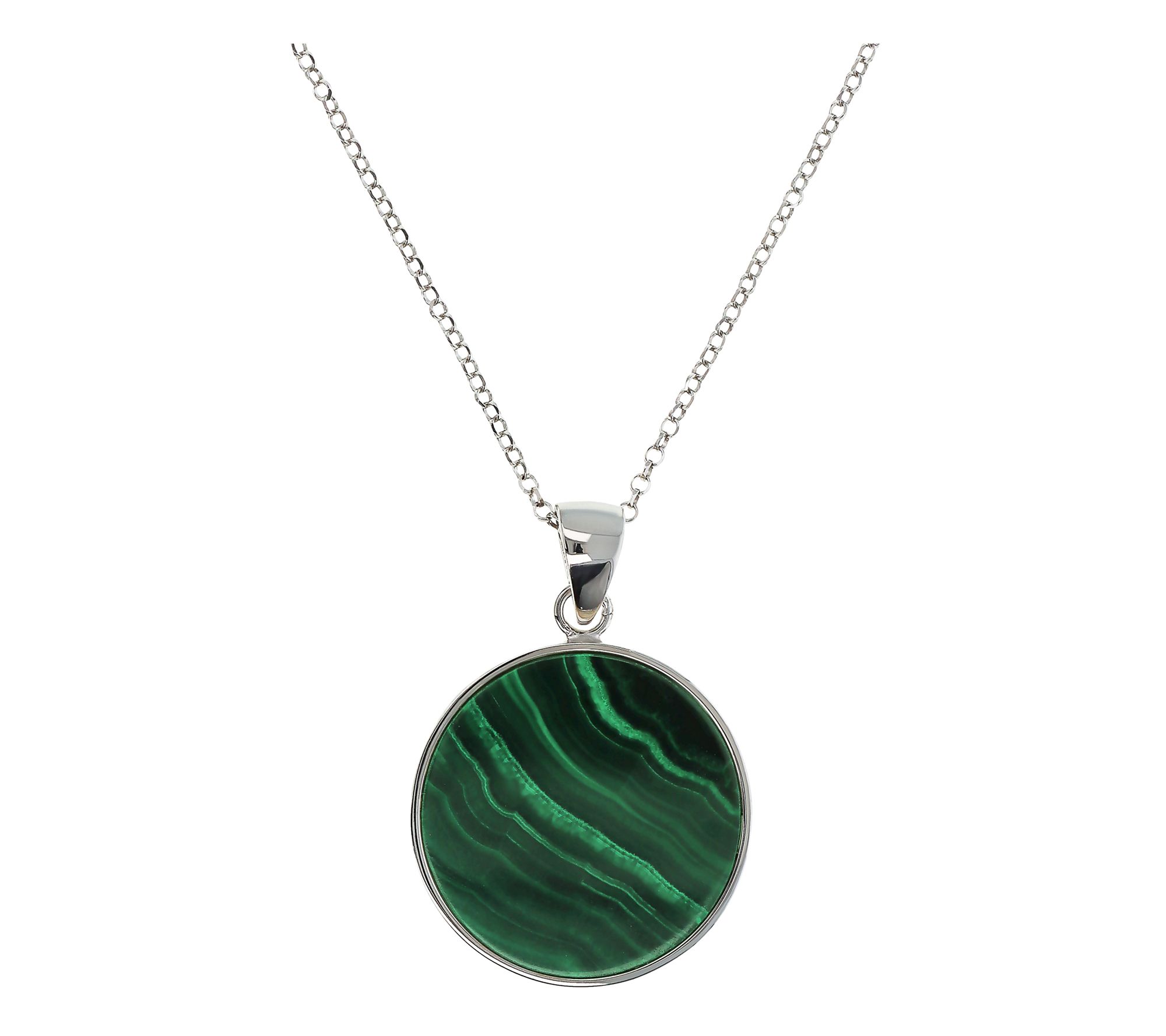 Italian Silver Gemstone Pendant w/ Chain,  Sterling