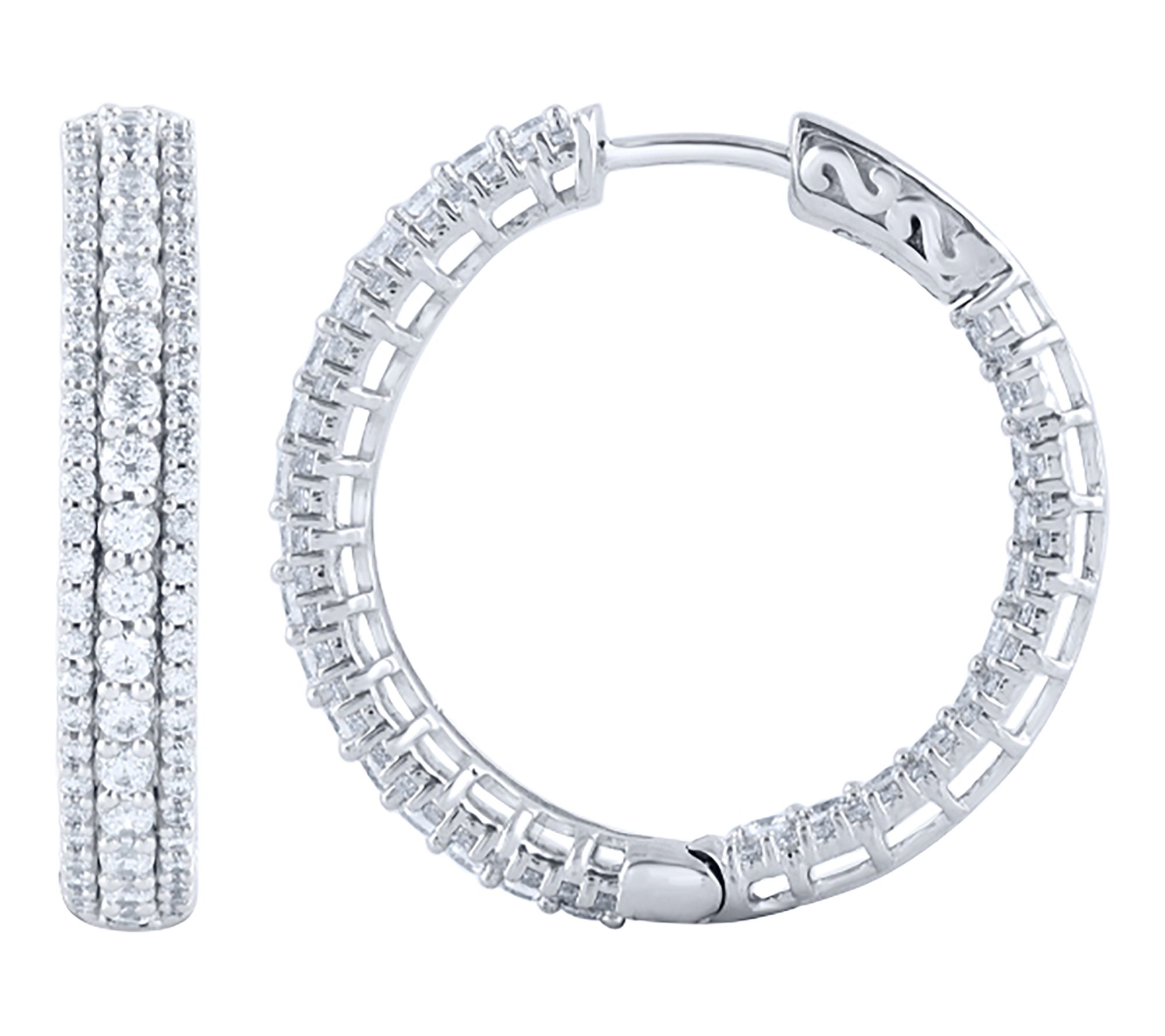 Affinity Diamond 2.00 cttw Hoop Earrings, 14K White Gold