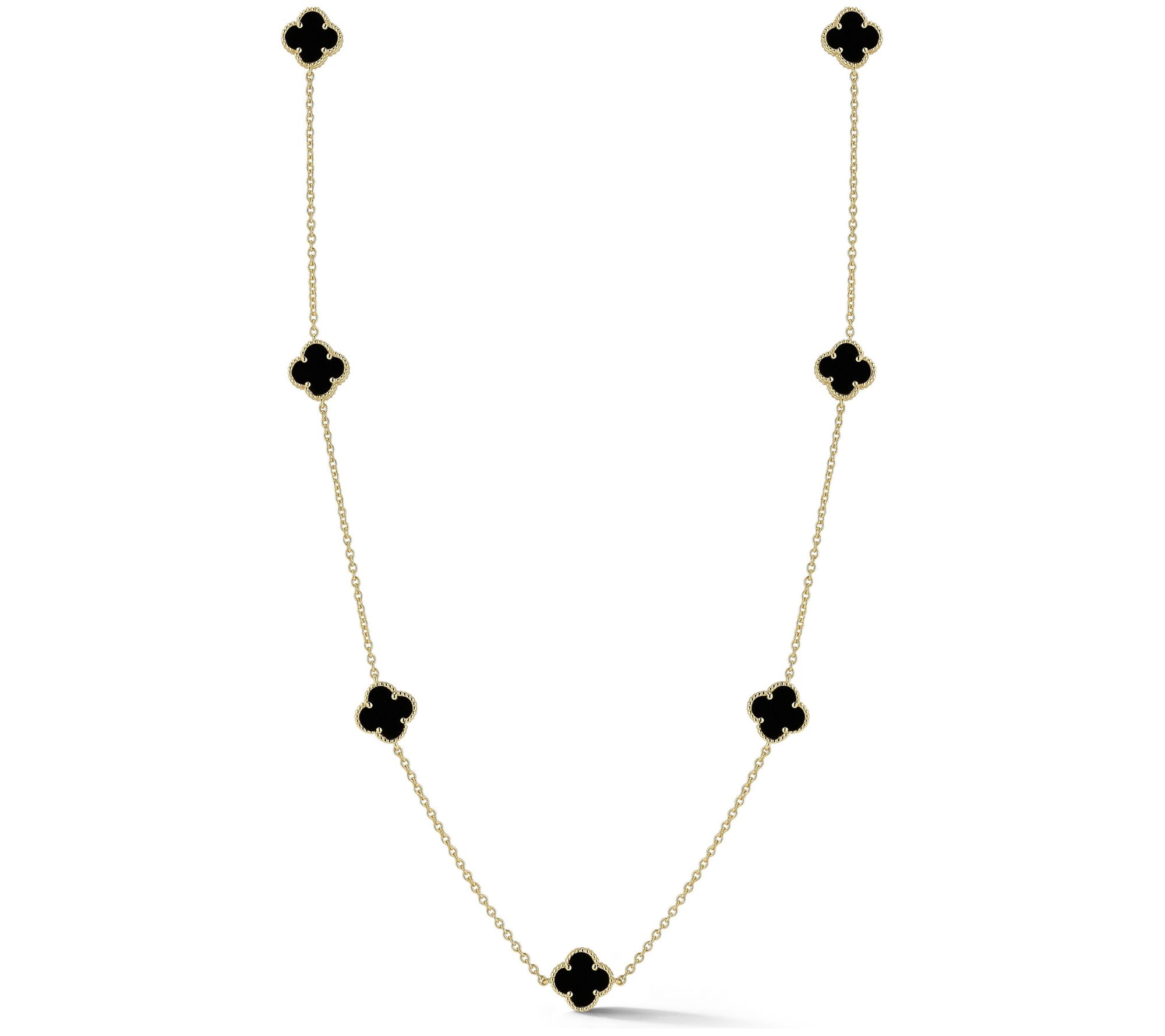 Sterlina Silver Clover Station Necklace, 14K Gold Plated