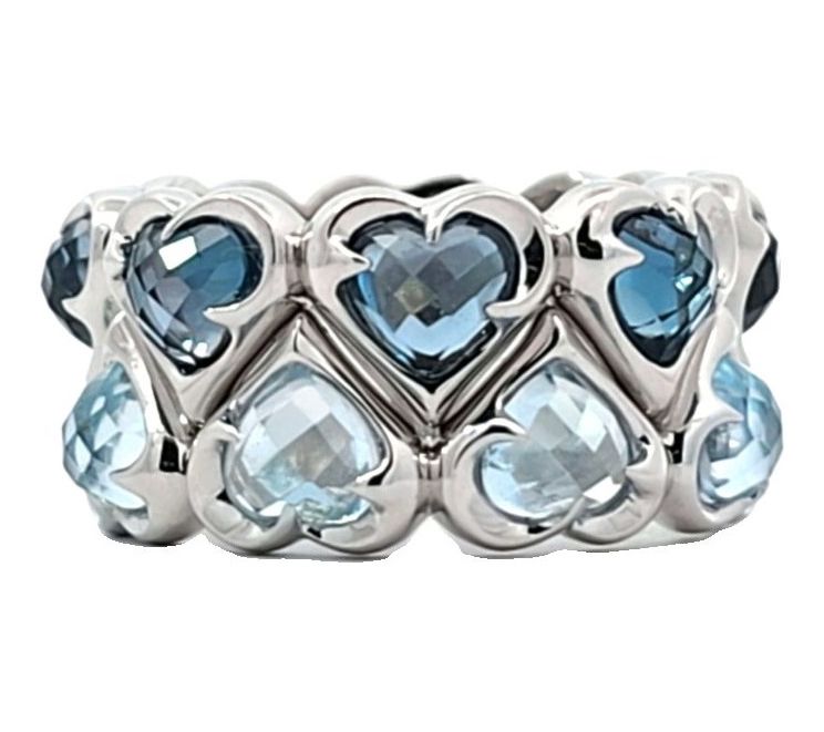 Margo Manhattan Sterling Silver Blue Topaz LoveRing Set