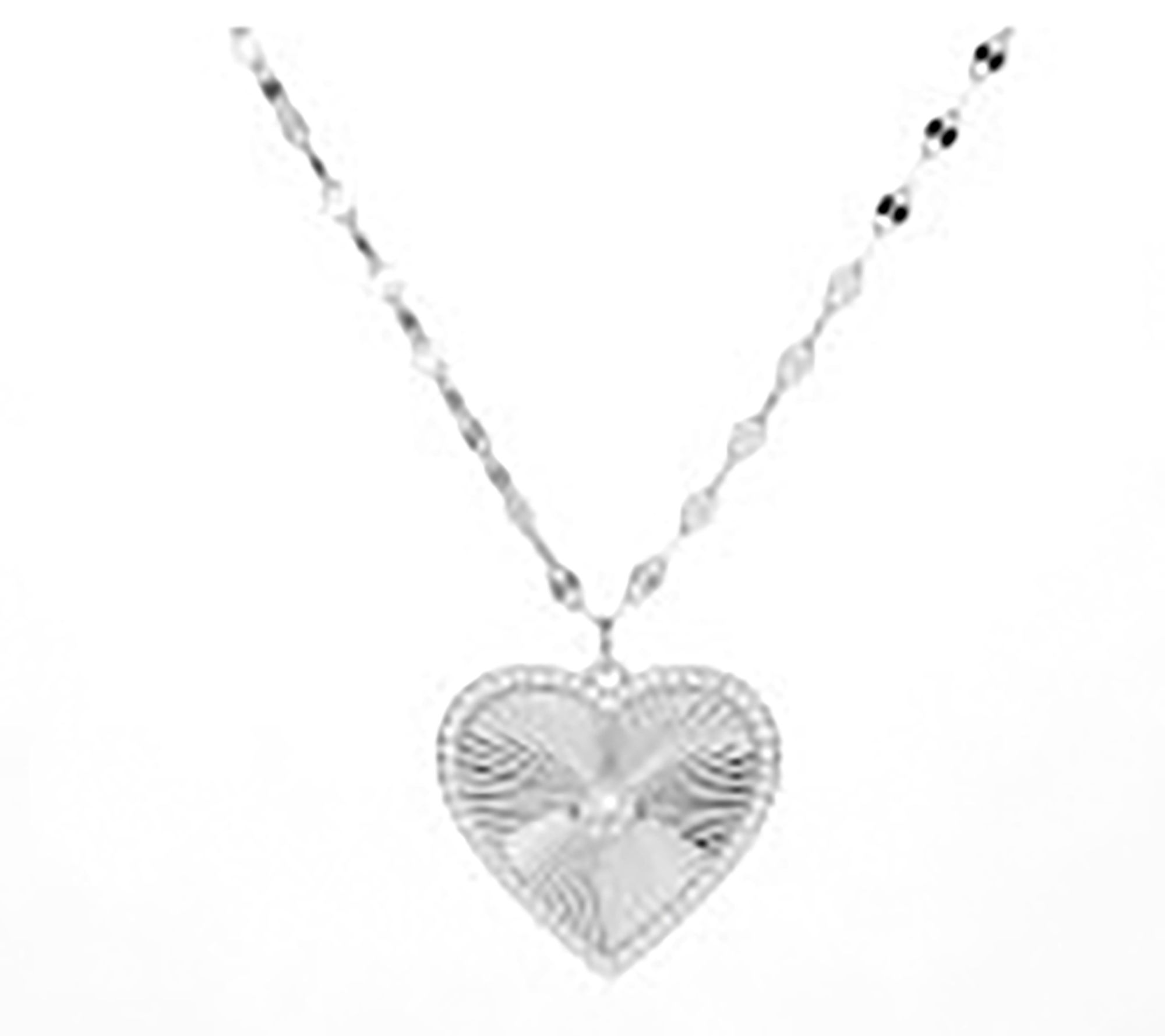 Diamonique Starburst Heart Pendant w/ Chain, Sterling Silver