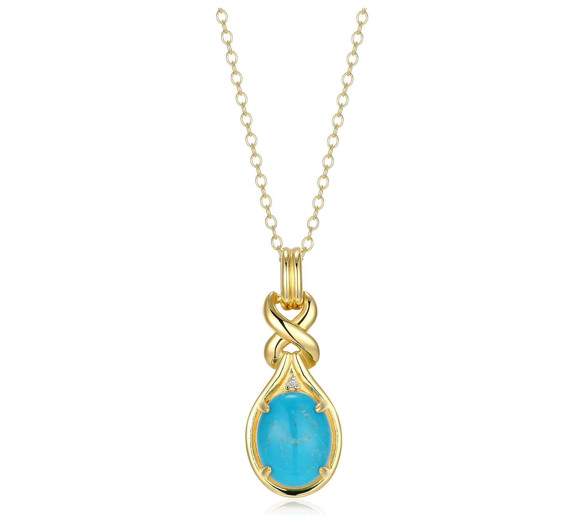 Affinity Gems Turquoise & Diamond Necklace, 18kGold Plated